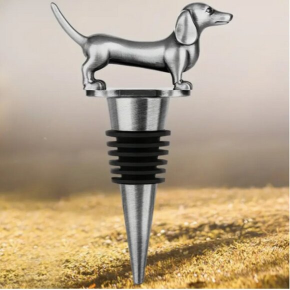 Dachshund Bottle Stopper in Aged Silver, Bronze, & Gold - Picture 3 of 5